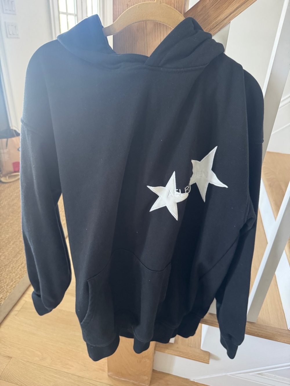 Aelfric Eden Black Hoodie Black  w/ Stars Medium Oversized Sweatshirt